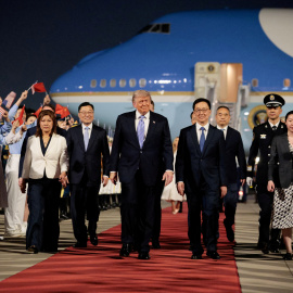 Trump, a su llegada este miércoles a Pekín.