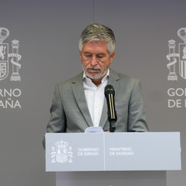 El ministro de Interior, Fernando Grande-Marlaska durante la rueda de prensa ofrecida junto a la ministra de Sanidad.