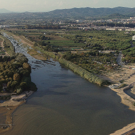 Pla aeria del delta de la Tordera després del temporal Gloria en una imatge d'arxiu  27/1/2022