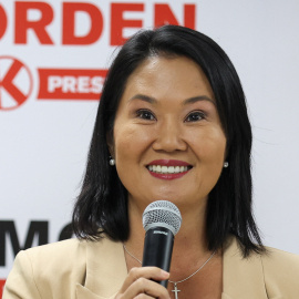 Keiko Fujimori, candidata ganadora de la primera vuelta en Perú este domingo