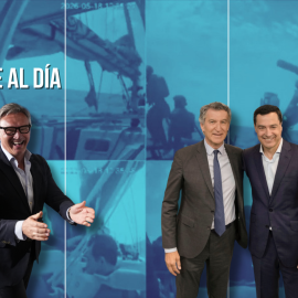 Fotomontaje con imágenes de Manuel Gavira, Juan Manuel Moreno Bonilla y Alberto Núñez Feijóo.
