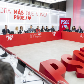 El presidente del Gobierno y secretario general del PSOE, Pedro Sánchez, preside la reunión de la Comisión Ejecutiva Federal en la sede de Ferraz.