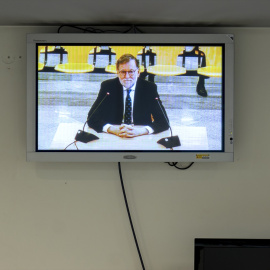El expresidente del Gobierno, Mariano Rajoy, durante su declaración en la Audiencia Nacional.