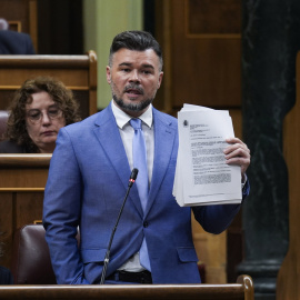 El portavoz parlamentario de ERC, Gabriel Rufián, interviene en el pleno del Congreso