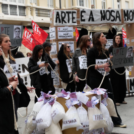Trabajadoras del comercio vario, en una manifestación en A Coruña.