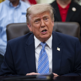 El presidente de Estados Unidos, Donald Trump, hablando durante un evento en la Casa Blanca a 21 de mayo.