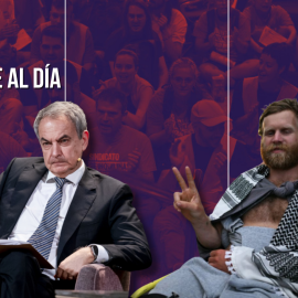 Fotomontaje con las imágenes de José Luis Rodríguez Zapatero y un activista de la Flotilla.