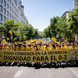 Manifestación de educadores infantiles, este sábado, en Madrid.