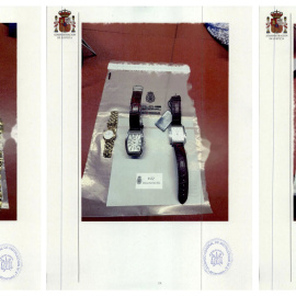 Combo con algunas de las joyas y relojes que aparecen en el informe de la UDEF tras intervenir la caja fuerte del despacho del expresidente del Gobierno José Luis Rodríguez Zapatero