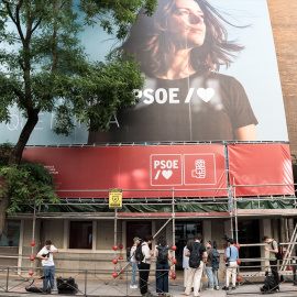 Fachada de la sede nacional del PSOE en Ferraz, a 27 de mayo de 2026, en Madrid