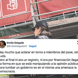 Agentes de la Policía Nacional en la sede nacional del PSOE en Ferraz.