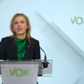 Foto de archivo de la concejal de Vox en Sevilla, Cristina Peláez, durante una rueda de prensa en la sede de su partido.