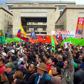 La Plaza de Bolivar en una concentración en apoyo de Iván Cepeda, el 22 de mayo de 2026.