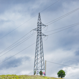 Una torre de tensión eléctrica, a 10 de marzo de 2026, en Madrid.