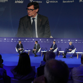 Salvador Illa, president de la Generalitat; Imanol Pradales, lehendakari; Alfonso Rueda, president de la Xunta de Galícia al Cercle d'Economia   (02 de juny del 2026)