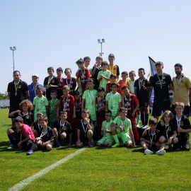 Imatge d'arxiu d'un equip durant el torneig de futbol BaseVilobí Solidari