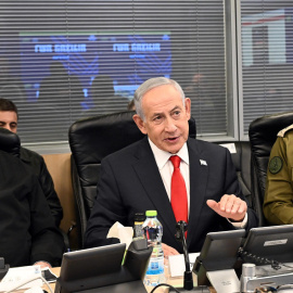 El Primer Ministro de Israel, Benjamin Netanyahu, en una vista con el Mando de la Fuerza Aérea en marzo.