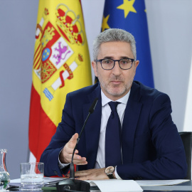 El ministro de Hacienda, Arcadi España, durante una rueda de prensa posterior al Consejo de Ministros.