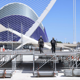 Preparativos para el Festival de les Arts, en València, a 28 de mayo de 2026.