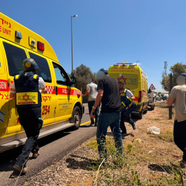 La Estrella de David Roja socorriendo a las víctimas del atentado en Israel.