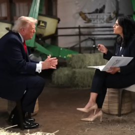 Imagen de la entrevista en el programa 'Meet the Press' de la NBC en la que la presentadora contradice a Donald Trump ante las acusaciones de fraude electoral.