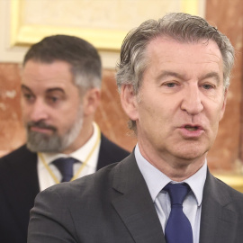 El presidente de Vox, Santiago Abascal, y el presidente del PP, Alberto Núñez Feijóo.