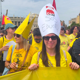 Docents durant la manifestació a Barcelona aquest dimarts