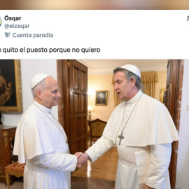 Un meme con el encuentro entre Feijóo y el papa.
