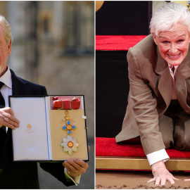 Montaje del director de cine británico Ridley Scott (i), y la actriz estadounidense Glenn Close.