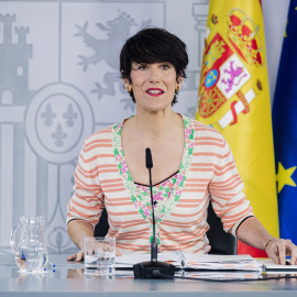 La ministra Portavoz, Elma Saiz, durante la rueda de prensa posterior al Consejo de Ministros, a 16 de junio de 2026