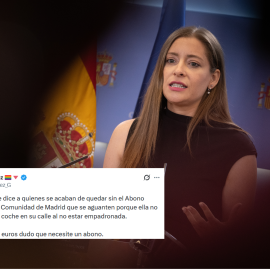 Fotomontaje de un tuit junto a una imagen de Ester Muñoz, portavoz del PP en el Congreso.