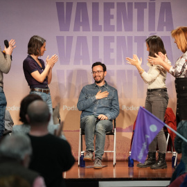 Miguel Ángel Llamas en el acto de cierre de la campaña electoral de Podemos en Castilla y León, a 13 de marzo de 2026.