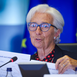 La presidenta del BCE, Christine Lagarde, en una comparecencia ante la comisión de Asuntos Económicos del Parlamento Europeo.