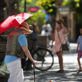 Una mujer en Sevilla durante la segunda ola de calor de Andalucía en julio de 2024.