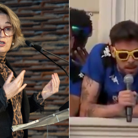 Dos imágenes de la concejala del PP Marta Rivera y de Diego Fuoli.