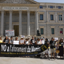 Las asociaciones de víctimas de la DANA se manifiestan frente al Congreso de los Diputados, a 23 de junio de 2026.