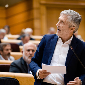 El ministro del Interior, Fernando Grande-Marlaska, interviene durante una sesión de control al Gobierno, en el Senado, a 23 de junio de 2026.