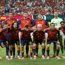 La selección española de fútbol en el Mundial 2026 antes del inicio del partido entre España y Arabia Saudí, en Atlanta (EEUU).