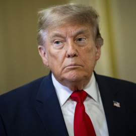 El presidente estadounidense, Donald Trump, llega este miércoles a una reunión con el Senado republicano.