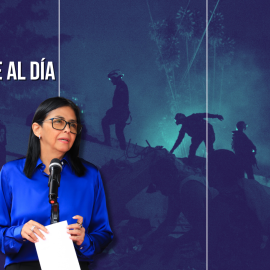 Fotomontaje con la imagen de Delcy Rodríguez.