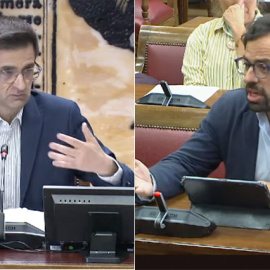 El presidente de RTVE, José Pablo López, y el diputado del PP Eduardo Carazo, este jueves.