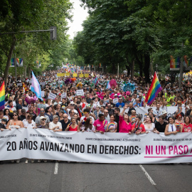 Manifestación estatal del Orgullo LGTBI+ 2025, a 5 de julio de 2025, en Madrid.