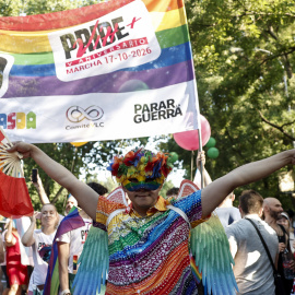 Un asistente al Orgullo, en Madrid, este sábado.