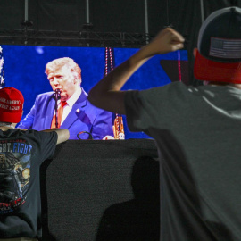 Donald Trump en el discurso por el 250 aniversario de la independencia de EEUU este domingo.