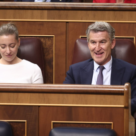La portavoz del PP en el Congreso, Ester Muñoz, y el presidente del PP, Alberto Núñez Feijóo.