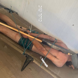 Imagen del preso palestino difundida por un soldado israelí.