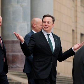 Elon Musk tras la ceremonia de bienvenida para el presidente de EEUU en China, el 14 de mayo de 2026.