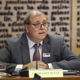Juan Manuel Serrano, expresidente de Correos y consejero de la SEPI, durante su comparecencia en la comisión de investigación del 'caso Koldo' en el Senado.