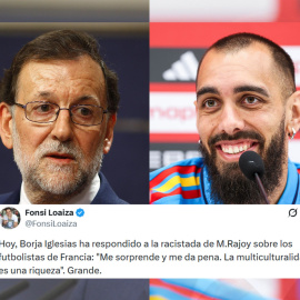 Fotomontaje de Mariano Rajoy y Borja Iglesias con un tuit.