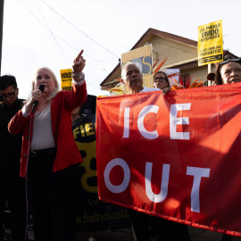 Manifestación contra la presencia del ICE en Houston tras el asesinato a manos de los agentes del mexicano Lorenzo Salgado, a 8 de julio de 2026.